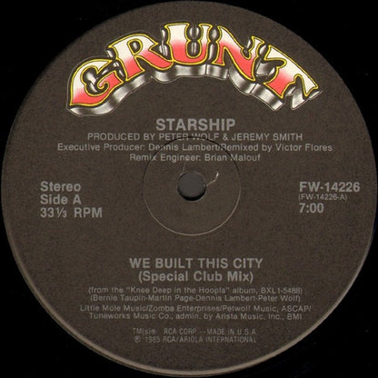 Starship (2) : We Built This City (12", Ind)