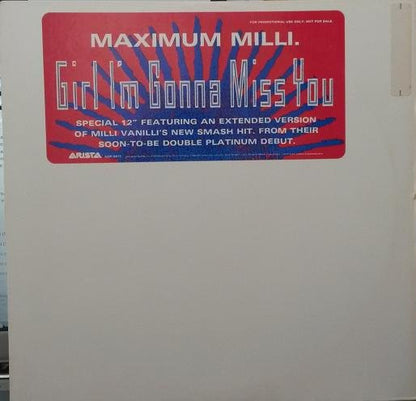 Milli Vanilli : Girl I'm Gonna Miss You (12", Promo)