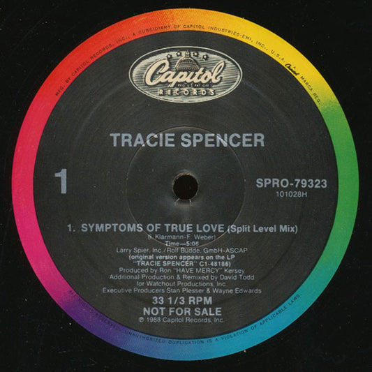 Tracie Spencer : Symptoms Of True Love (12", Single, Promo)