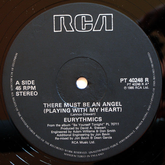 Eurythmics : There Must Be An Angel (Playing With My Heart) (Special Dance Mix !) (12", Single)