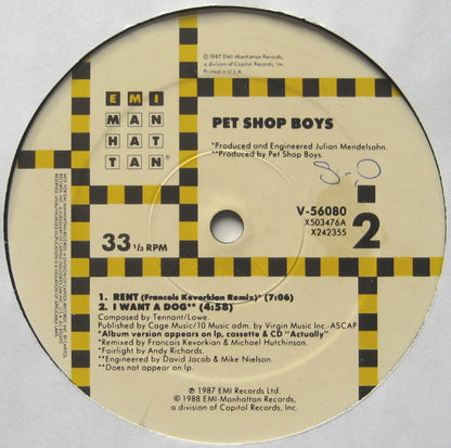 Pet Shop Boys And Dusty Springfield / Pet Shop Boys : What Have I Done To Deserve This? / Rent (12")