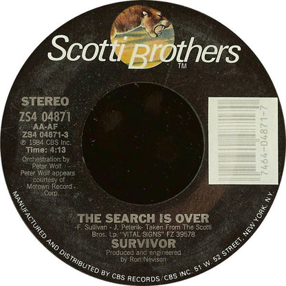 Survivor : The Search Is Over (7", Single, Styrene, Pit)