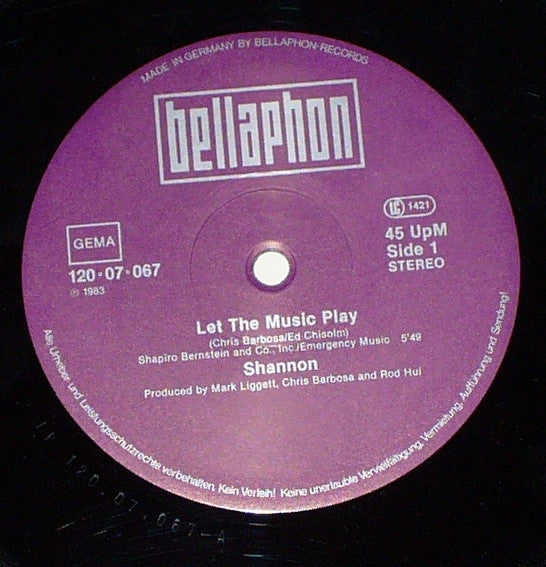 Shannon : Let The Music Play (Special-Remix) (12", Single, Vio)