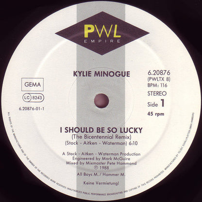 Kylie Minogue : I Should Be So Lucky (The Bicentennial 200 Remix) (12", Maxi)