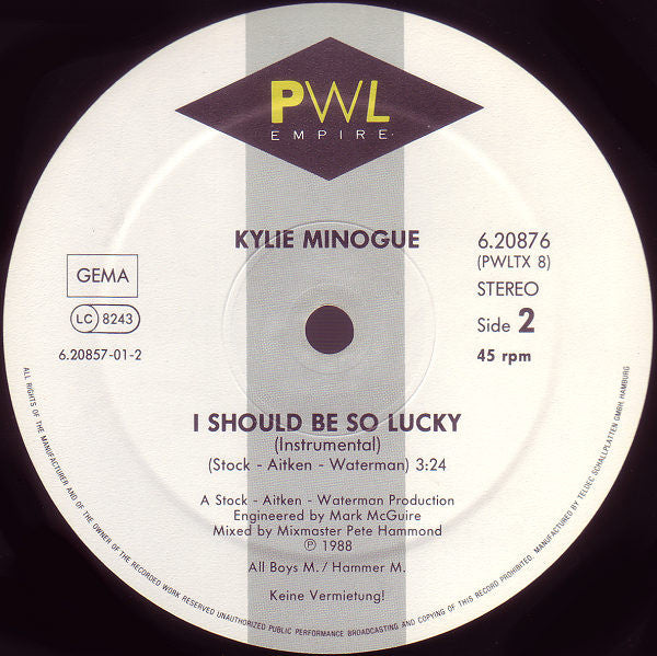 Kylie Minogue : I Should Be So Lucky (The Bicentennial 200 Remix) (12", Maxi)