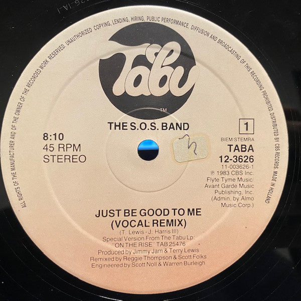 The S.O.S. Band : Just Be Good To Me (12", Maxi)