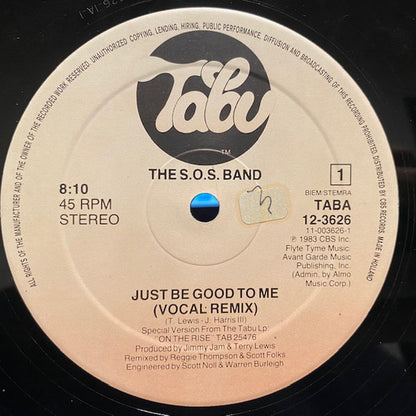 The S.O.S. Band : Just Be Good To Me (12", Maxi)