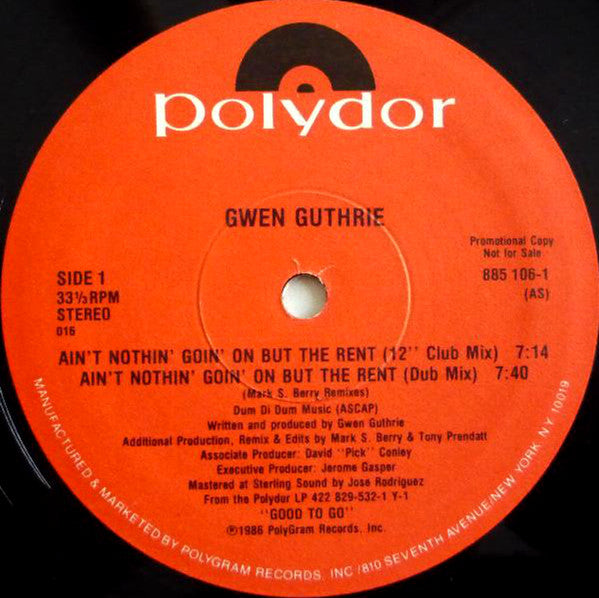 Gwen Guthrie : Ain't Nothin' Goin' On But The Rent (12", Single, Promo)