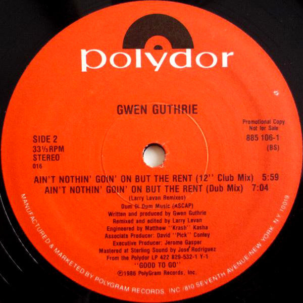 Gwen Guthrie : Ain't Nothin' Goin' On But The Rent (12", Single, Promo)