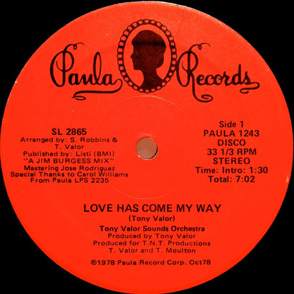 Tony Valor Sounds Orchestra : Love Has Come My Way (12")