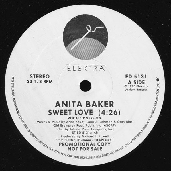 Anita Baker : Sweet Love (12", Promo)