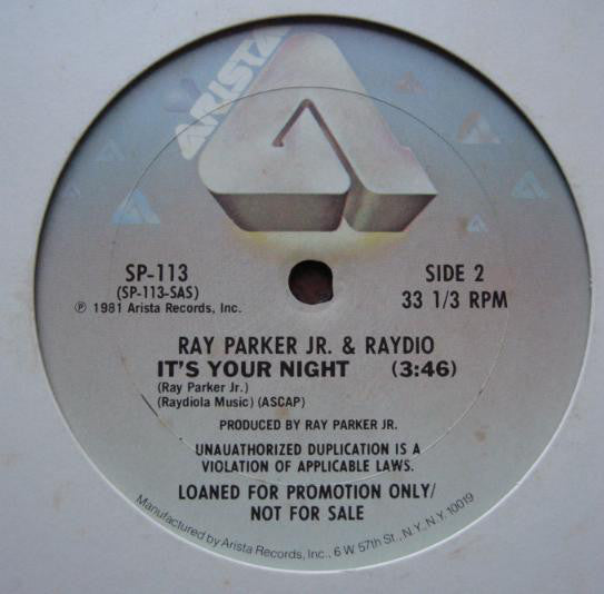 Ray Parker Jr. & Raydio* : It's Your Night (12", Promo)