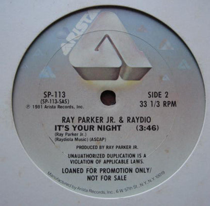 Ray Parker Jr. & Raydio* : It's Your Night (12", Promo)