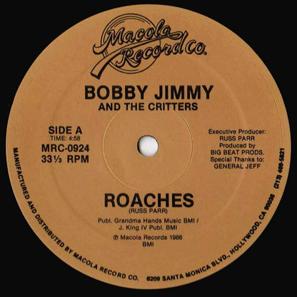 Bobby Jimmy & "The Critters"* : Roaches (12", Single)