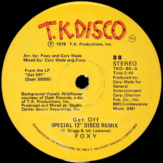 Foxy : Get Off / Tena's Song (12")