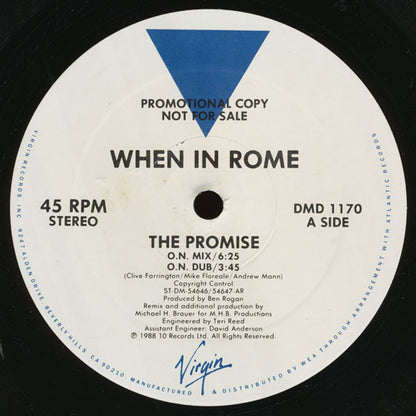 When In Rome : The Promise (12", Promo, AR)