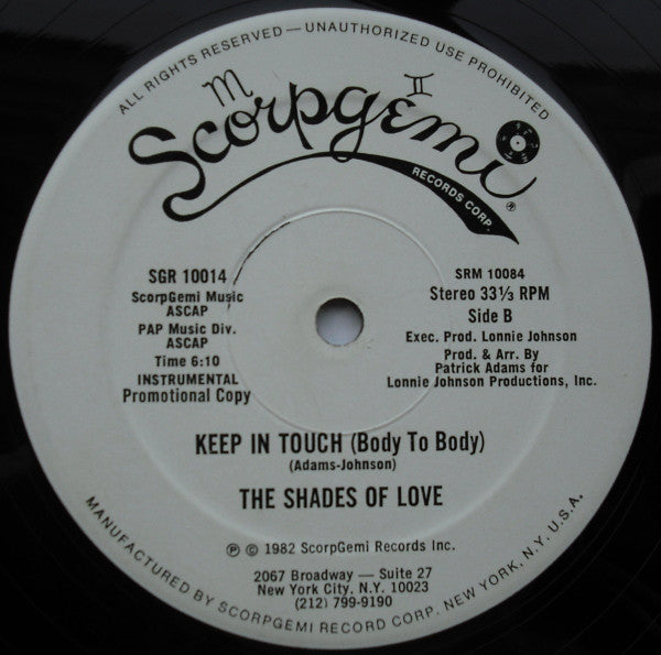 Shades Of Love : Keep In Touch (Body To Body) (12", Promo)