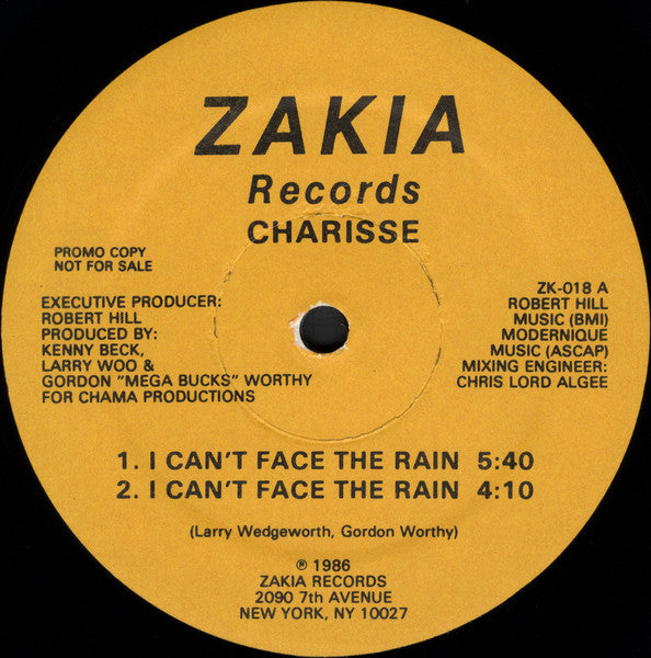 Charisse (3) : I Can't Face The Rain (12", Promo)