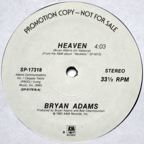 Bryan Adams : Heaven (12", Promo)