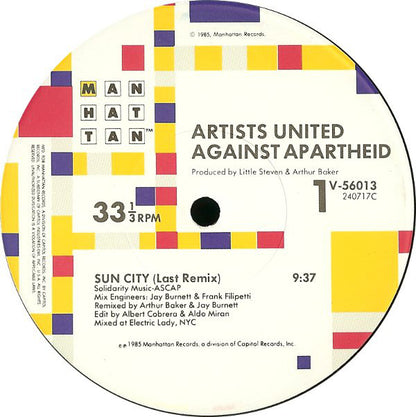 Artists United Against Apartheid : Sun City (12", Single)