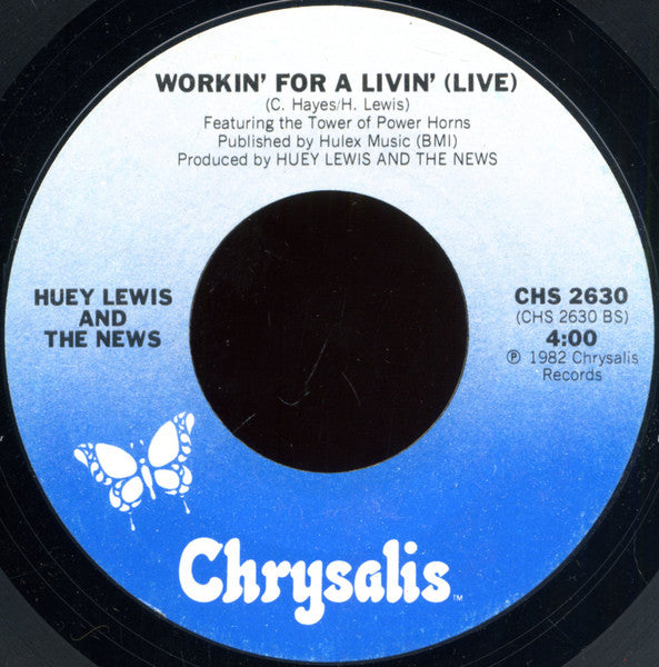 Huey Lewis And The News* : Workin' For A Livin' (7", Single, Styrene, Ter)