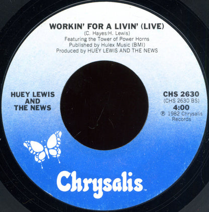 Huey Lewis And The News* : Workin' For A Livin' (7", Single, Styrene, Ter)
