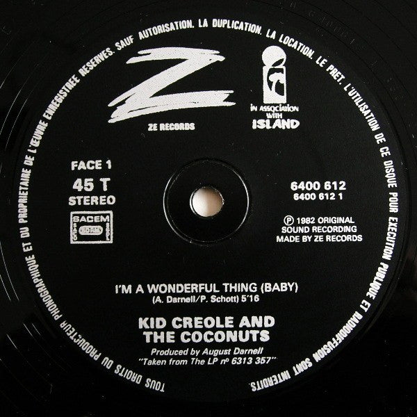 Kid Creole And The Coconuts : I'm A Wonderful Thing (12", Maxi)