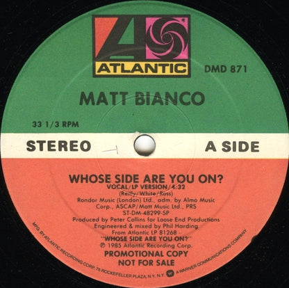 Matt Bianco : Whose Side Are You On? / Matt's Mood II  (12", Maxi, Promo, SP)