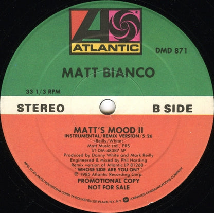 Matt Bianco : Whose Side Are You On? / Matt's Mood II  (12", Maxi, Promo, SP)