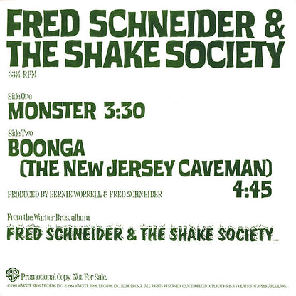 Fred Schneider & The Shake Society : Monster (12", Promo)