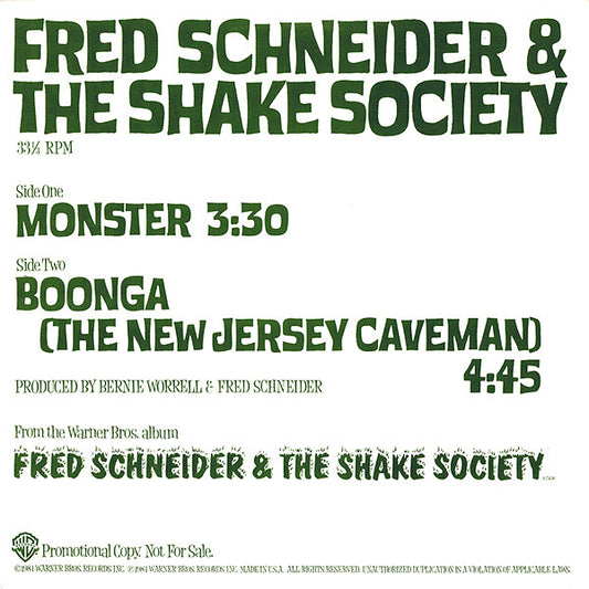 Fred Schneider & The Shake Society : Monster (12", Promo)