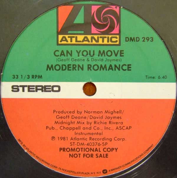 Modern Romance : Can You Move (12", Promo)