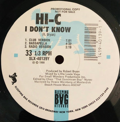 Hi-C (2) : I Don't Know (12", Promo)