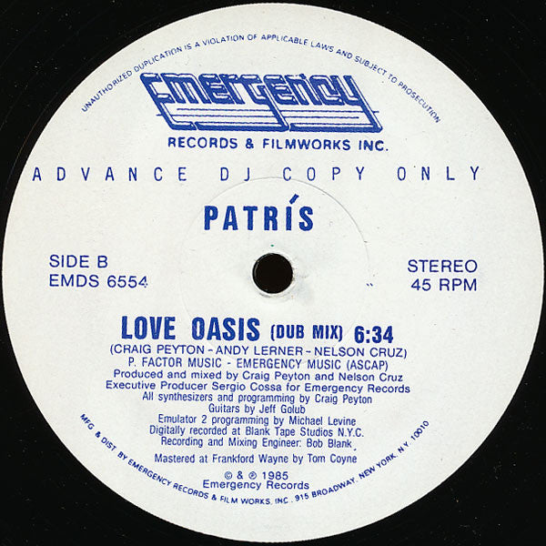 Patris : Love Oasis (12", Promo)
