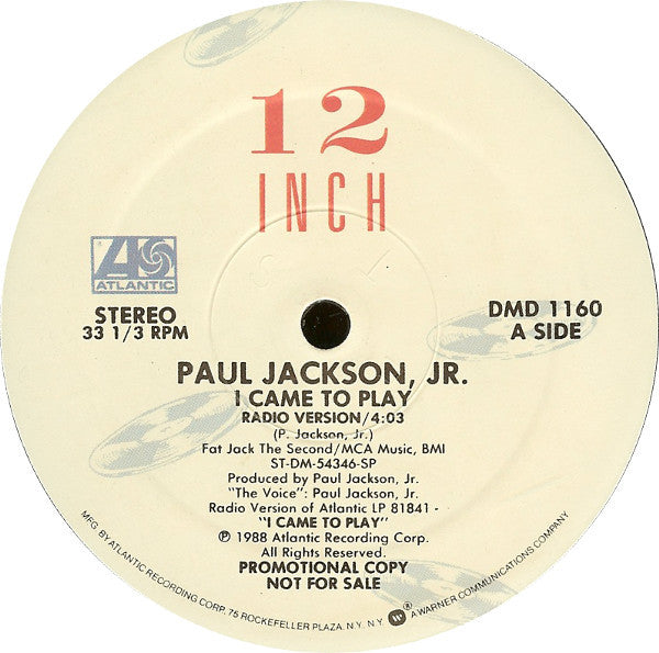 Paul Jackson Jr. : I Came To Play (12", Single, Promo)
