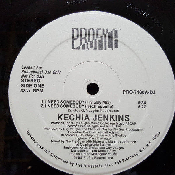 Kechia Jenkins : I Need Somebody (12", Promo)