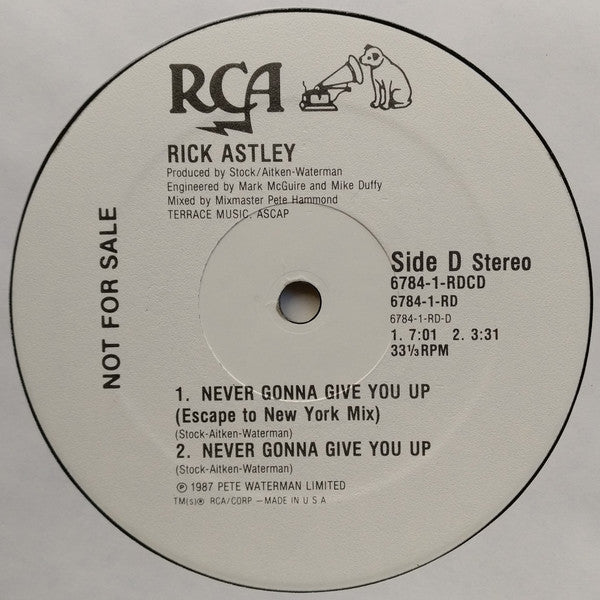 Rick Astley : Never Gonna Give You Up (12", Promo)