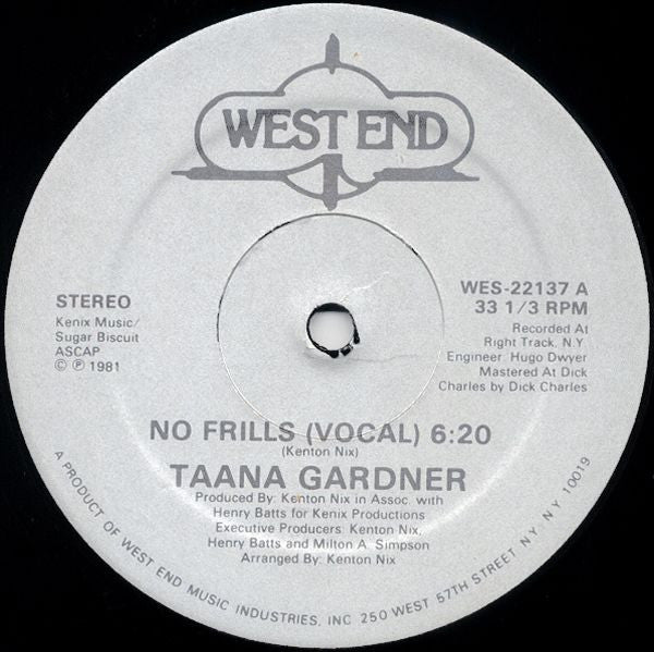 Taana Gardner : No Frills (12", Single)
