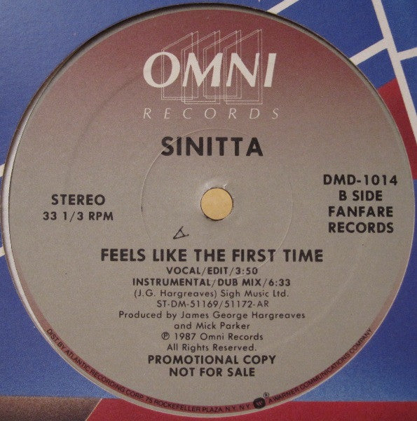 Sinitta : Feels Like The First Time (12", Promo)