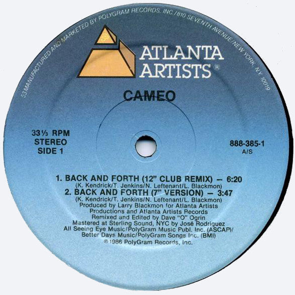 Cameo : Back And Forth (12", Single)