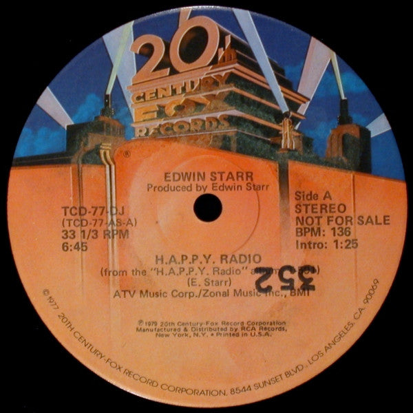 Edwin Starr : H.A.P.P.Y. Radio (12", Promo)