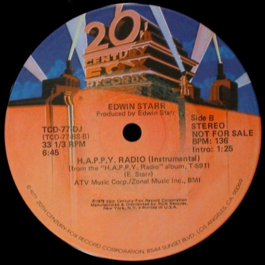 Edwin Starr : H.A.P.P.Y. Radio (12", Promo)