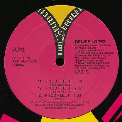 Denise Lopez : If You Feel It (12", Red)