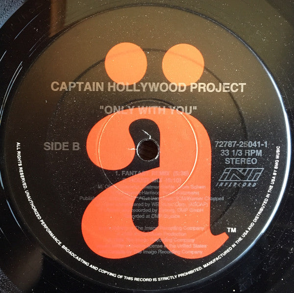 Captain Hollywood Project : Only With You (12")