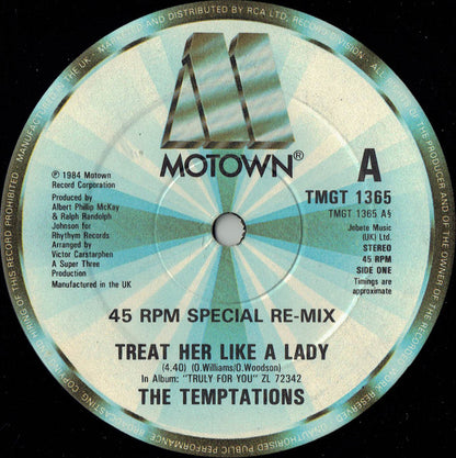 The Temptations : Treat Her Like A Lady (Extended Version) (12", Single)