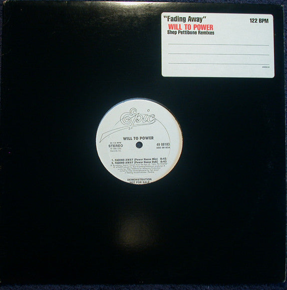Will To Power : Fading Away (12", Single, Promo)