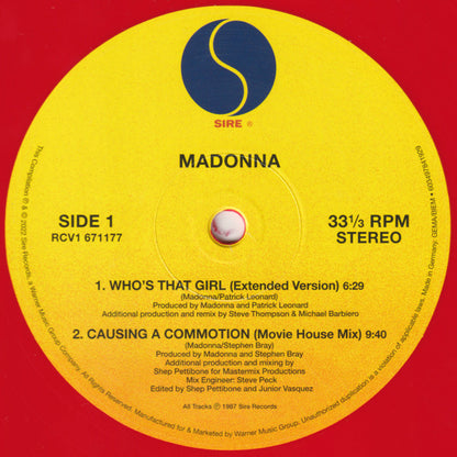Madonna : Who's That Girl (Super Club Mix) (12", EP, RSD, Comp, Ltd, Red)