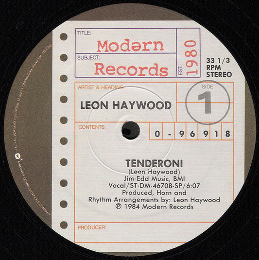 Leon Haywood : Tenderoni (12")