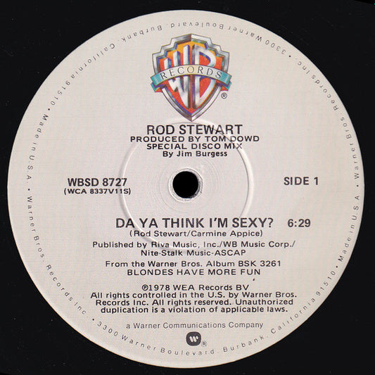 Rod Stewart : Da Ya Think I'm Sexy? (Special Disco Mix) (12")