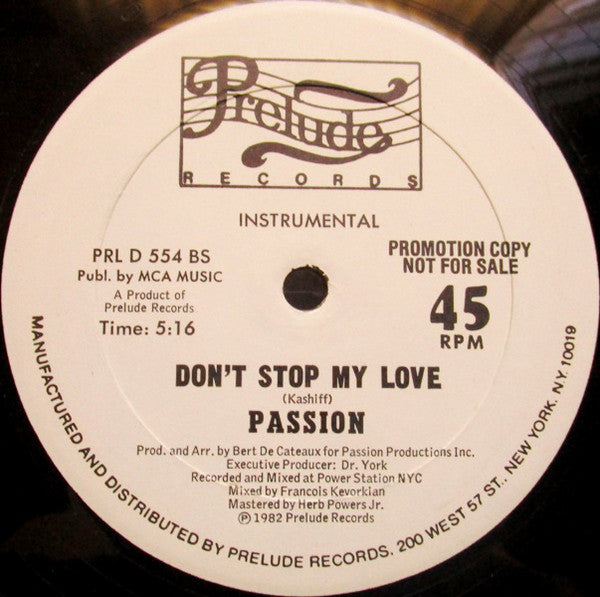 Passion (2) : Don't Stop My Love (12", Promo)